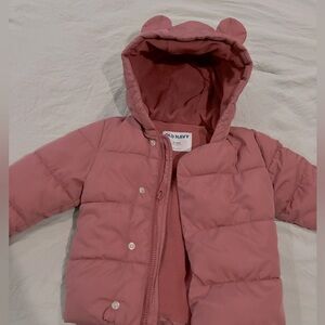 Old Navy Pink Baby Bear Puff Jacket - Size 18-24 Months